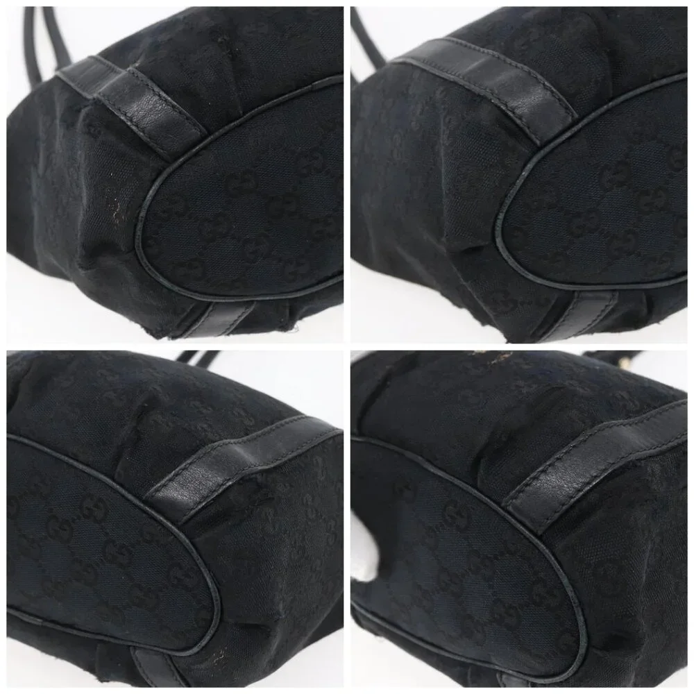 GUCCI GG Canvas Abbey Tote Bag Black Gold 211983 Auth gh1315 - Picture 14 of 16